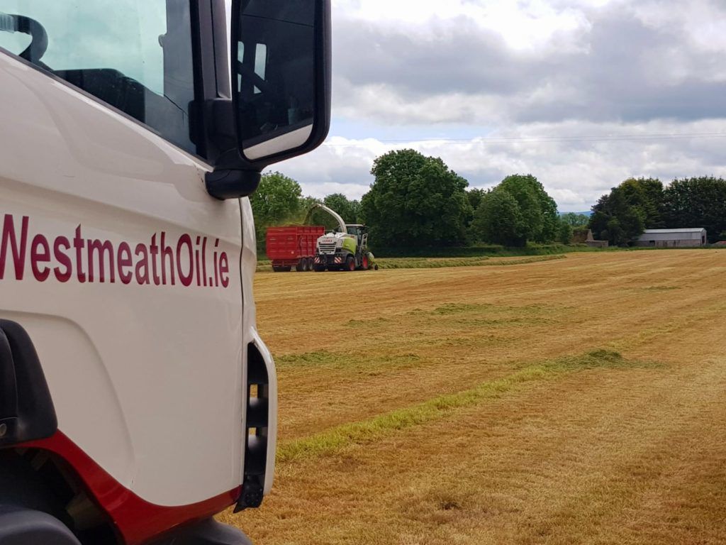 Westmeath Oil truck delivering commercial fuel to a tractor.